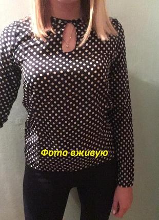 Жіноча блузка в горошок - 2xl (бюст 98-100см), поліестер, застібка тільки на рукавах3 фото