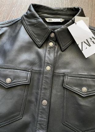 Кожаная куртка рубашка из натуральной кожи zara оригинал3 фото