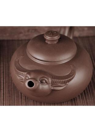 Чайник заварник чайный бык коричневый на 600 мл, заварочный чайник глиняный, чайник для заваривания чая4 фото