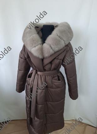 Женское зимнее пальто с натуральным мехом песца с 42 по 564 фото