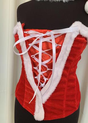 Санта костюм карнавальный корсет накидка колпак6 фото