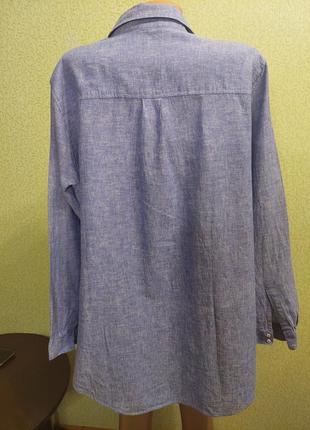 Женская льняная рубашка свободного кроя5 фото