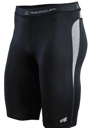 Спортивные мужские компрессионные шорты-тайтсы rough radical rapid, черные с серыми вставками m1 фото