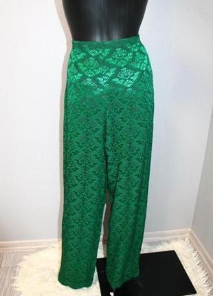 Крутые стильные изумрудные зеленые брюки, юбка-брюки с узором sandro paris s2 фото