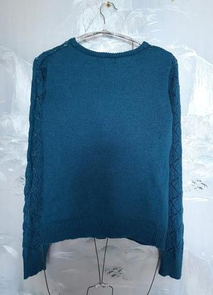 Гарний ажурний светр кольору морської хвилі8 фото