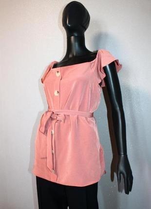 Стильная розовая пудровая блуза на пуговицах river island р. m-l3 фото