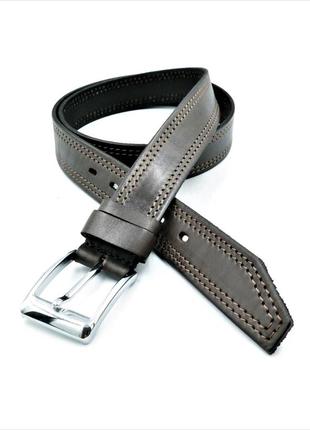 Чоловічий шкіряний ремінь weatro 3,3 х 110-120 см темно-коричневий ua-33mkr-005