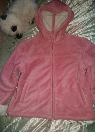 Теплая дубленка под овчину куртка с капюшоном tresors 7-13лет