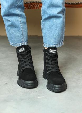 Стильные базовые черные ботинки женские, демисезон, весеннево-осенние, деми, замшевые/замша-женская обувь4 фото