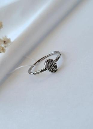 Кольцо серебряное женское колечко овал в белых камнях вставка куб.цирконій серебро 925  17 размер 1102 1.19г2 фото