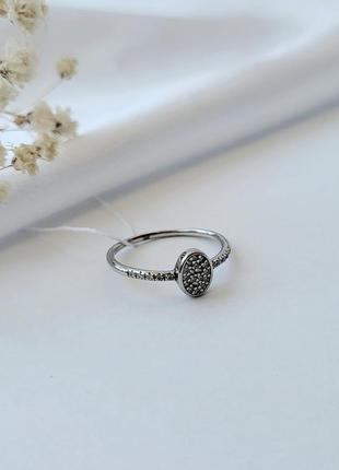 Кольцо серебряное женское колечко овал в белых камнях вставка куб.цирконій серебро 925  17 размер 1102 1.19г6 фото