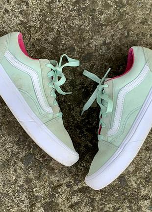 Кроссовки низкие натуральная замша/текстиль мятные vans old skool ( оригинал)