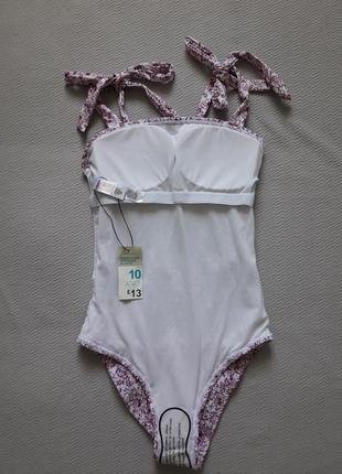 Суперовый слитный жатый купальник на завязках primark6 фото