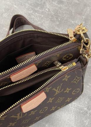 Сумка женская louis vuitton pochete multi brown 3 в 1 lv луи витон через плече, клатч7 фото