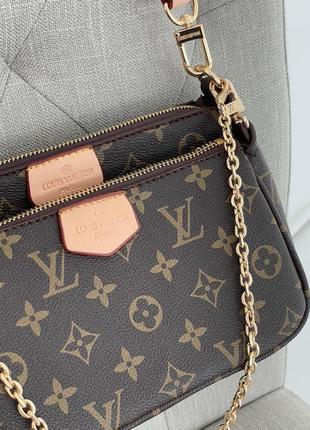 Сумка женская louis vuitton pochete multi brown 3 в 1 lv луи витон через плече, клатч9 фото