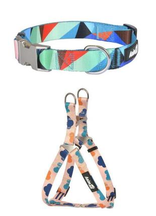 Animall нашийник для собак «мозаїка» xs, шлея для собак «хмаринки»