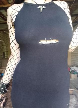 Черное короткое готическое платье летние платья custom готика панк y2k альт2 фото
