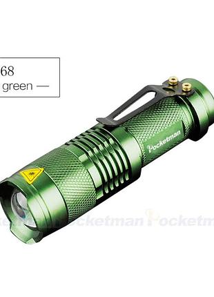 Ручний міні led ліхтарик pocketman хакі телескопічний три режими свічення