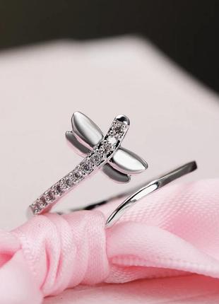 Серебро 925 пробы серебряное покрытие кольца кольцо бабка стрекоза с цирконом