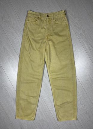 Cos джинсы штины деним яркие пастельные желтые с высокой посадкой багги широкие прямые мом2 фото