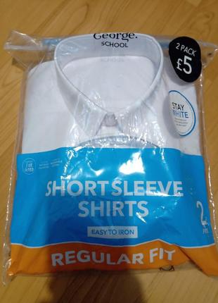 Новая бренда george белая рубашка с коротким рукавом шведка для мальчика подростка2 фото