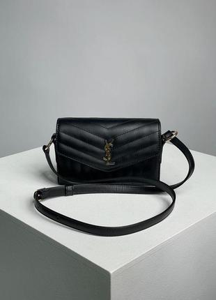 Жіноча сумка ів сен лоран yves saint laurent kate box black/gold крос боді