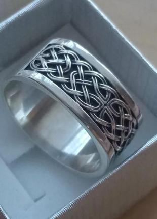 Кольцо мужское серебряное (изготовление - золото, бронза, серебро) кельтский орнамент, 700510-клц