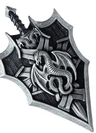 Підвіска дракон щит і меч срібна3 фото