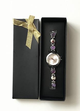 Наручний годинник з камінням аметист synthia watch amethyst