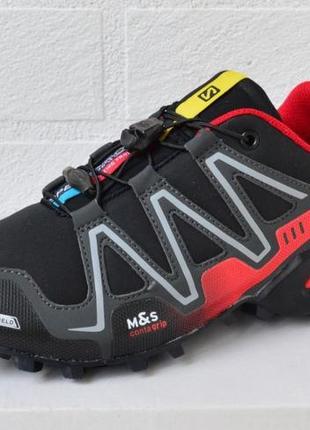 Salomon speedcross 3 кроссовки мужские нубук саломон черные с красным осенним топ качество4 фото