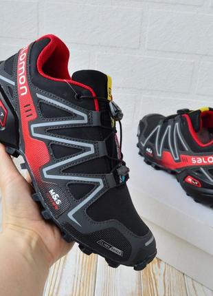 Salomon speedcross 3 кроссовки мужские нубук саломон черные с красным осенним топ качество