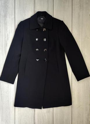 Черное пальто плащ тренч с карманами трапеция m-l1 фото