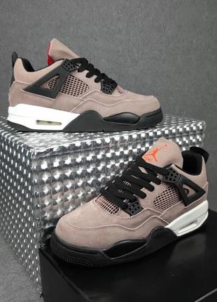 Nike air jordan 4 високі сиреневі кросівки жіночі замшеві найк джордан відмінна якість