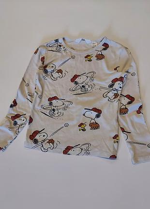 Кофта с песиком снупи от h&m бежевая 6-8 лет