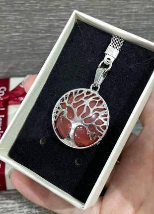 Натуральный камень розовый кварц кулон в оправе «древо жизни» на брелке - оригинальный подарок девушке2 фото