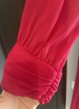 Платье zara красное с плиссированной юбкой9 фото