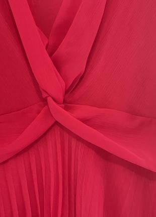 Платье zara красное с плиссированной юбкой8 фото
