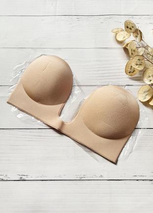 Бюстгальтер-невидимка fly bra plunge boohoo бежевый4 фото