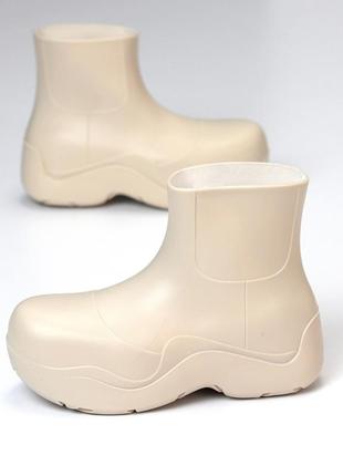 Ботинки деми осень резина сапоги бежевые челси
