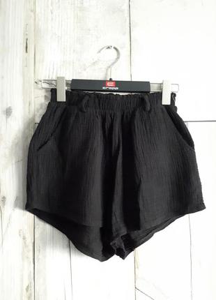 Zara шорты плиссе черные легкие короткие p s m4 фото