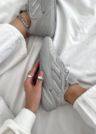 Женские серые кроссовки текстиль adidas ozelia8 фото