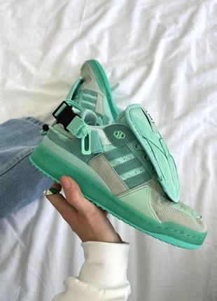 Жіночі зелені салатові кросівки бренда adidas forum bud bunny