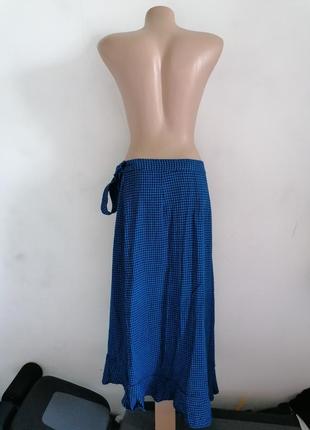 🇺🇦черно - синяя юбка в "гусиную лапку" на запах 🇺🇦спідниця довга асиметрична на запах3 фото