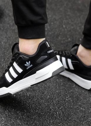 Мужские кроссовки adidas forum low black white Адидас форум ряды черно-белые3 фото