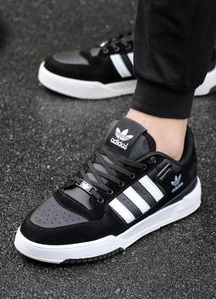 Чоловічі кросівки adidas forum low black white адидас форум низкие черно белые