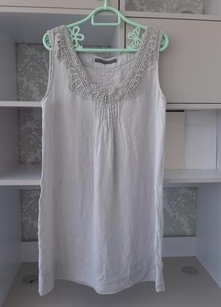 Стильное женское льняное платье / платье миди zara
