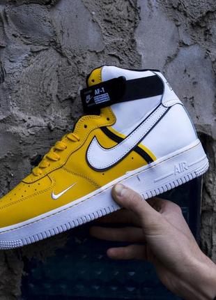 Кроссовки мужские nike air force high lv8, желтые (найк аир форс, найки, форсы, кросівки)