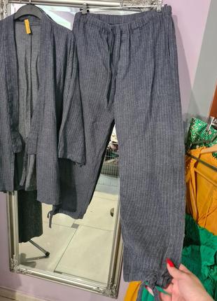 Крутой осенний костюм - брюки на 12 р-р и пиджак-кимоно оверсайз6 фото