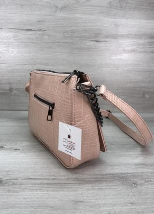 Женская сумочка кросс-боди пудрового цвета3 фото