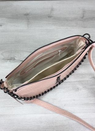 Женская сумочка кросс-боди пудрового цвета2 фото